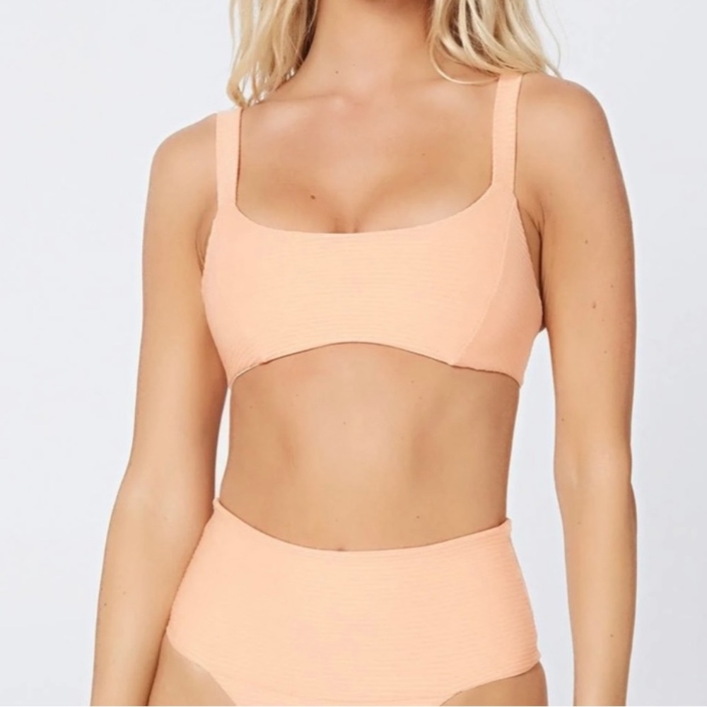 L*space NWT Jess bikini top in peach coral cut out back swimsuit